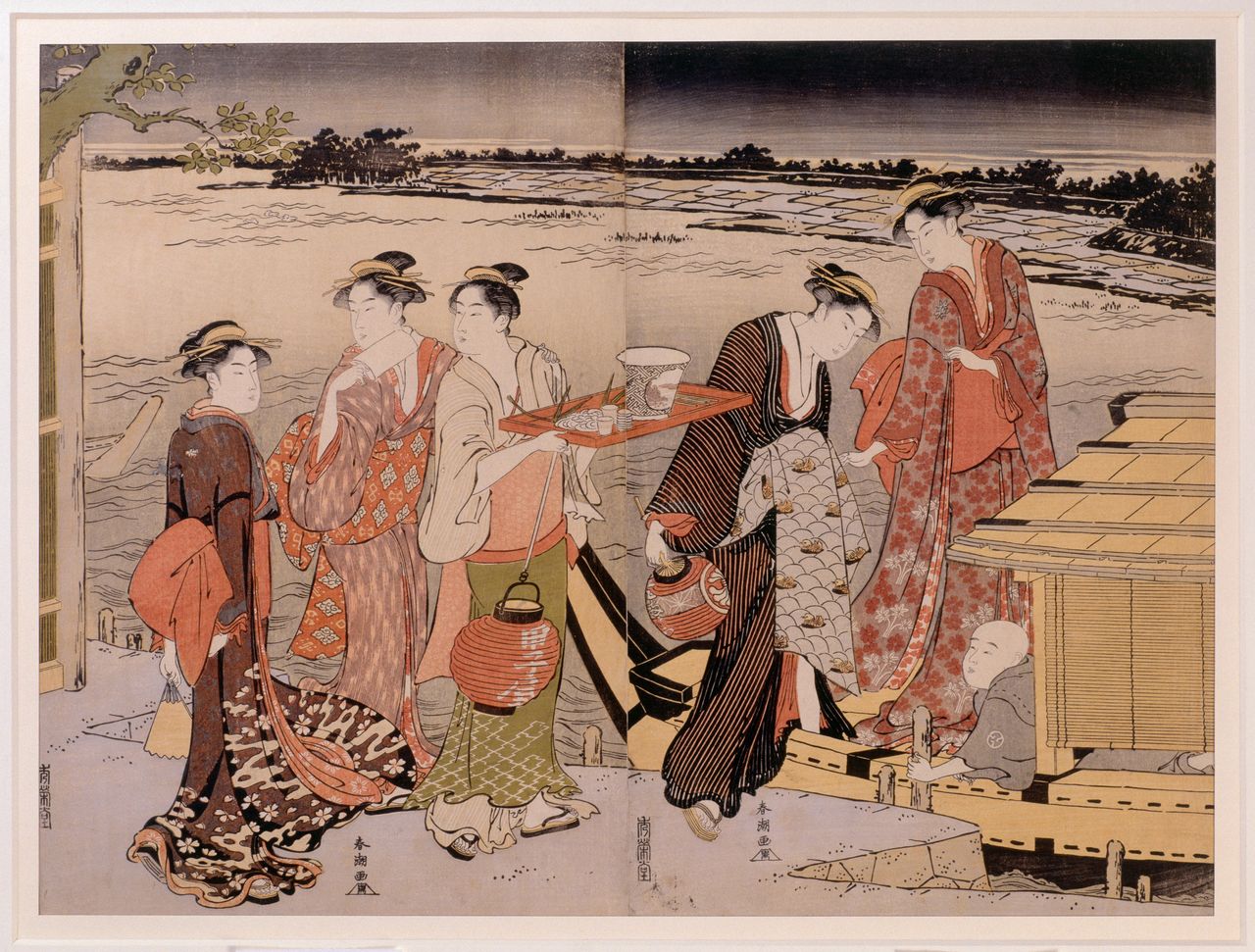 Katsukawa Shuncho, "Twilight on the Sumida River,"1781-1788