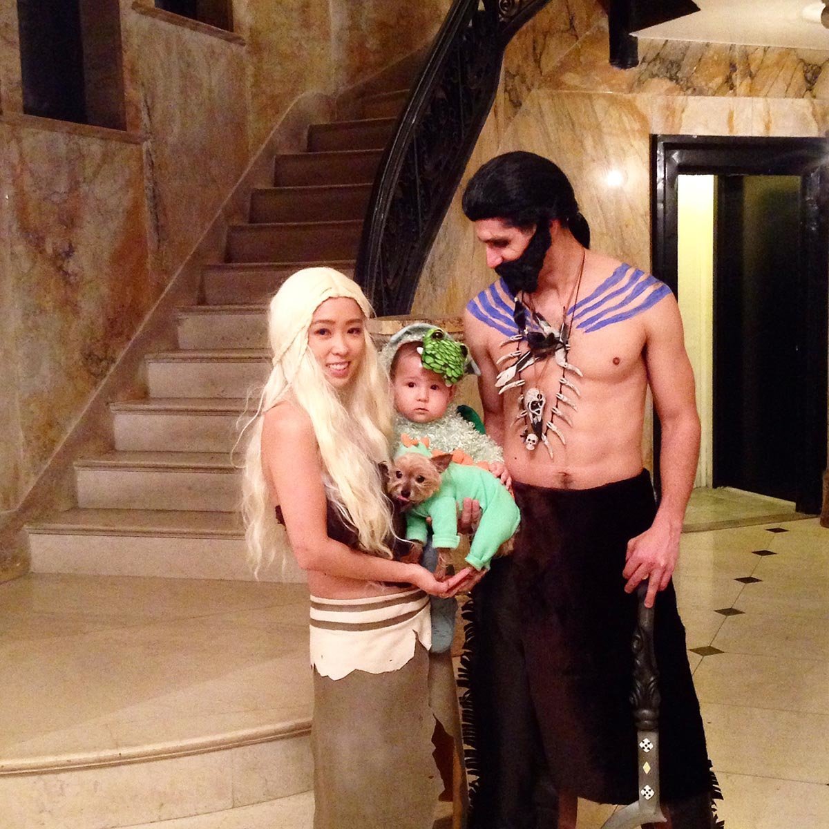 family costumes with newborn