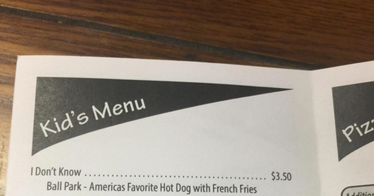Problem Child Menu This Menu Solves All The Problems Of Eating At Restaurants With ...