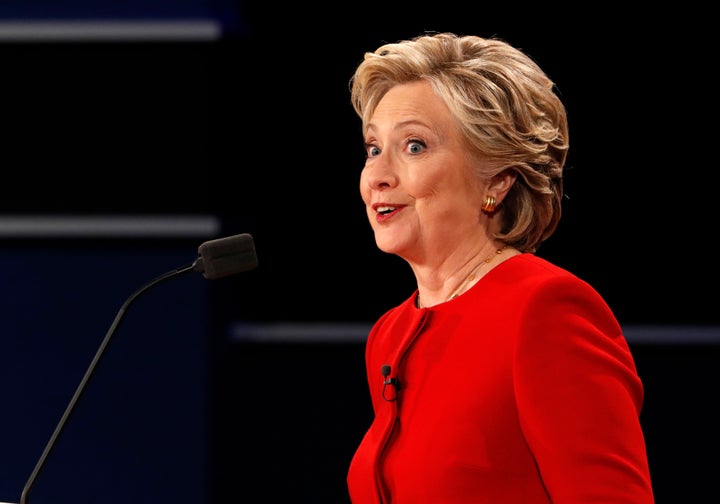 Democratic U.S. presidential nominee Hillary Clinton speaks during the first presidential debate with Republican U.S. presidential nominee Donald Trump at Hofstra University in Hempstead, New York, U.S., September 26, 2016.