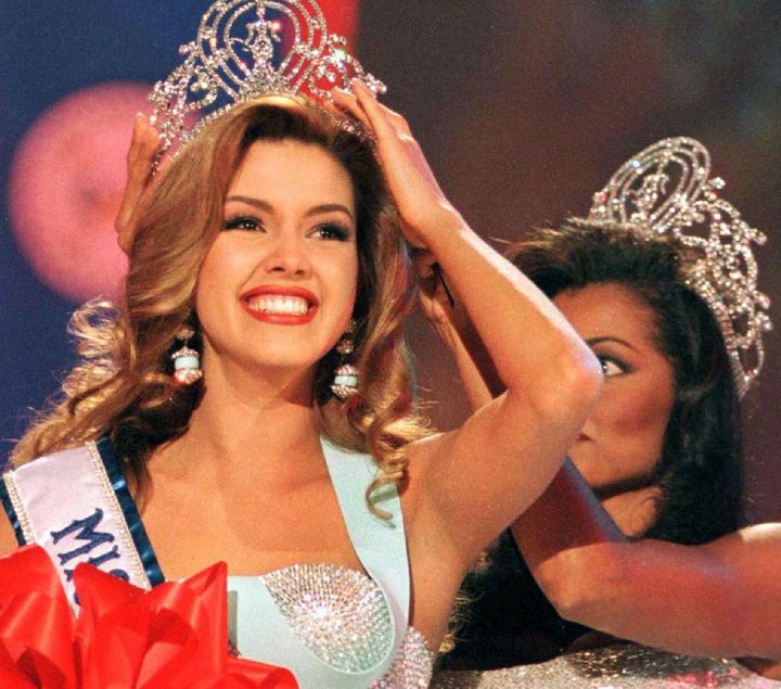 Miss Venezuela, Alicia Machado smiles after winning the 1996 ''Miss Universe'' crown May 17.