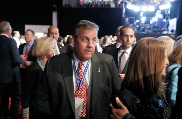 New Jersey Governor Chris Christie enters the debate hall before the first U.S. presidential debate between Republican U.S. p