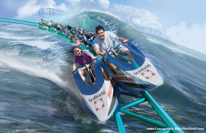 "Wave Breaker: The Rescue Coaster" will debut at SeaWorld San Antonio next year. The coaster's 2,600-foot track will whisk riders as high as 61 feet over water in a "jet ski-style" car.