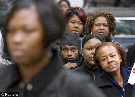 Black women waiting in line to vote in Washington, DC.