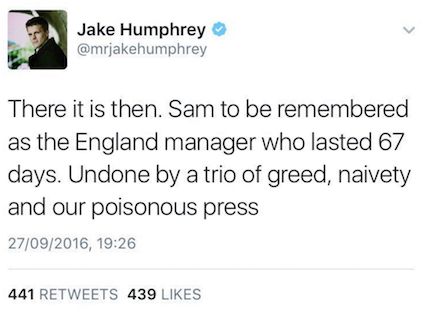 <strong>Original tweet: Humphries hit out at 'poisonous press'</strong>
