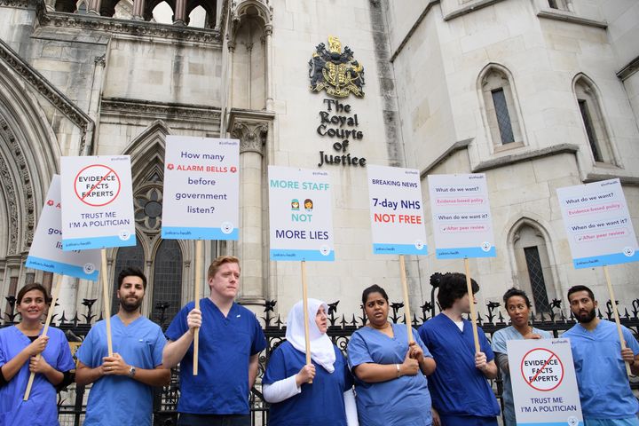Junior doctors and supporters rally outside the Royal Courts of Justice last week