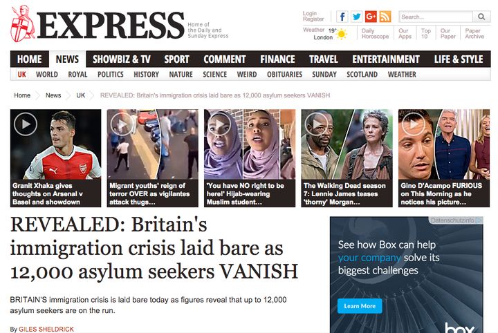 <strong>The story online which led one reader to call for an 'army' to hunt down 'vanished' asylum seekers.</strong>
