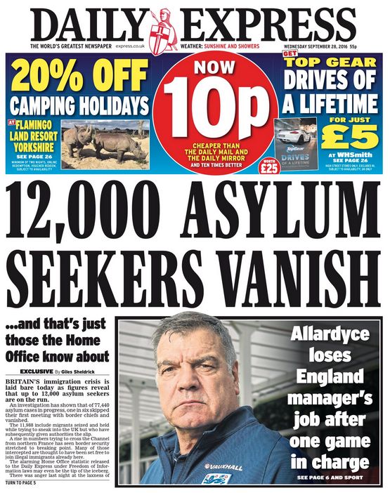 Wednesday's Daily Express front page has been branded 'wholly incorrect'