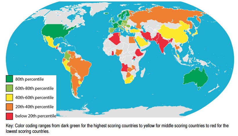 Female Entrepreneur Index Score, 2015