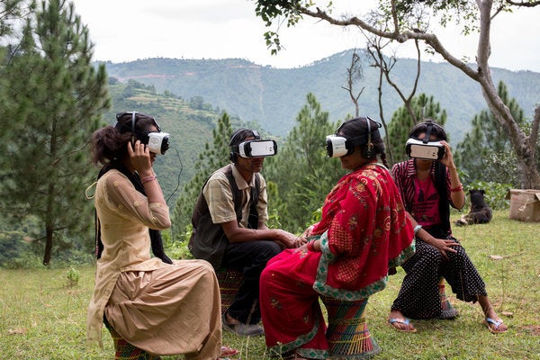 WaterAid's world premiere of 'Aftershock' makes for a pretty unusual sight on the Nepalese hillside at Kharelthok