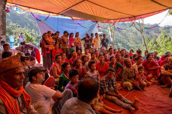 <strong>Community and Water Aid workers gather for the world premiere of their film</strong>