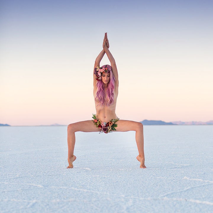 Heidi Williams posing in the Bonneville Salt Flats in Utah.