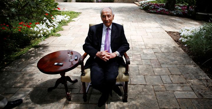 Israel's late president, Shimon Peres, speaks during an interview with Reuters at his residence in Jerusalem on June 16, 2013.