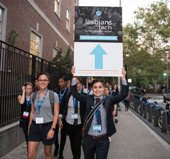 Attendees outside the NYC Summit