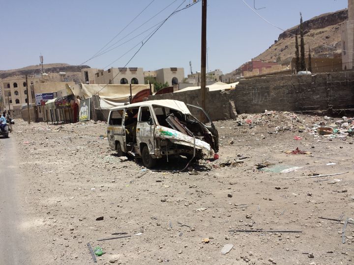 Sanaa after airstrike - widespread destruction