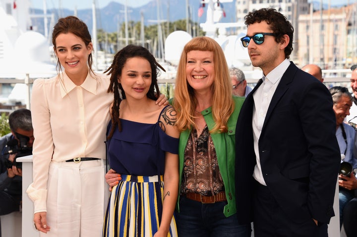 Riley Keough, Sasha Lane, Andrea Arnold and Shia LaBeouf attend the Cannes Film Festival.