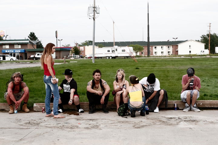 Riley Keough and castmates star in a scene from "American Honey."