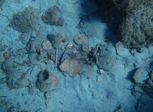Ceramic artifacts found in the Greek-Roman wreckage.