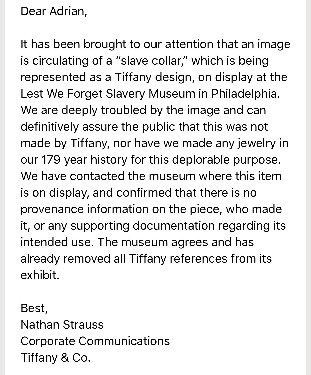 Did tiffany discount and co slave