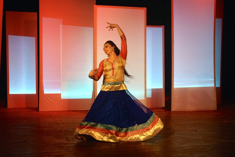 Jannat performing in Teesri Dhun, a documentary theater performance highlighting trans women realities in Pakistan.
