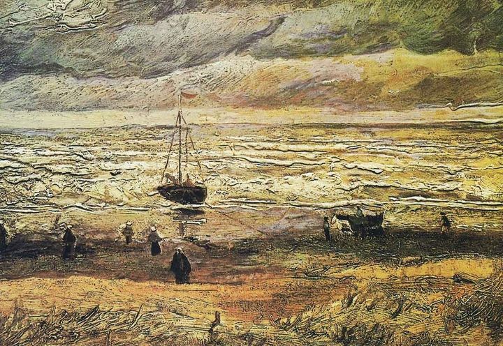 Vincent Van Gogh's "View at the sea of Scheveningen" (1882)