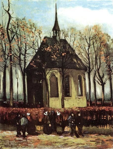 "Congregation Leaving The Reformed Church In Nuenen" (1884) by Vincent Van Gogh