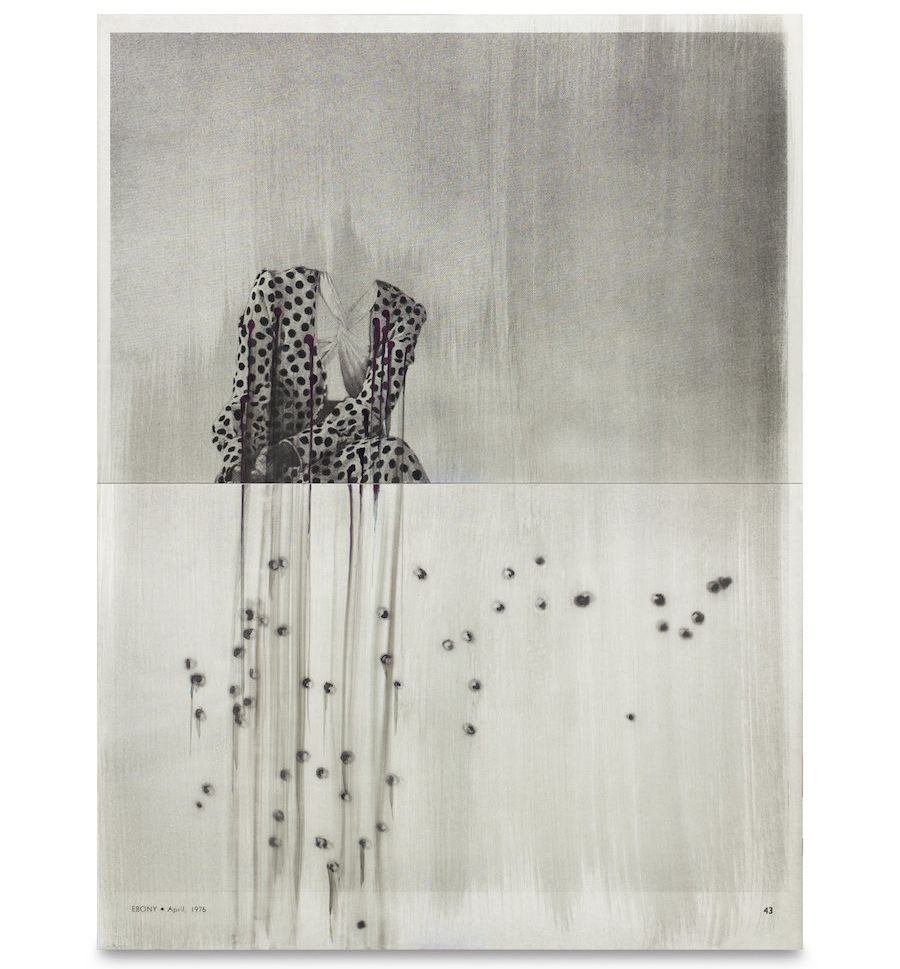 Lorna Simpson, "Polka Dot & Bullet Holes #2, 2016," India ink and screen print on Claybord.