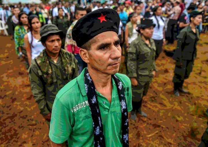 FARC members attend the opening ceremony of what leaders hope will be their last conference as a guerrilla army in the Yari Plains on Sept. 17.