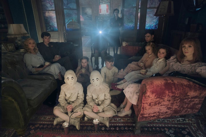 Lots of people star in a scene from "Miss Peregrine's Home for Peculiar Children."