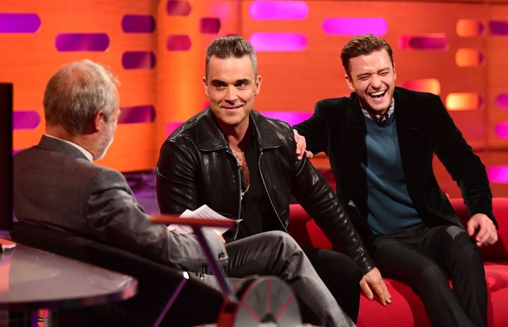 Robbie's tale had Justin Timberlake in stitches