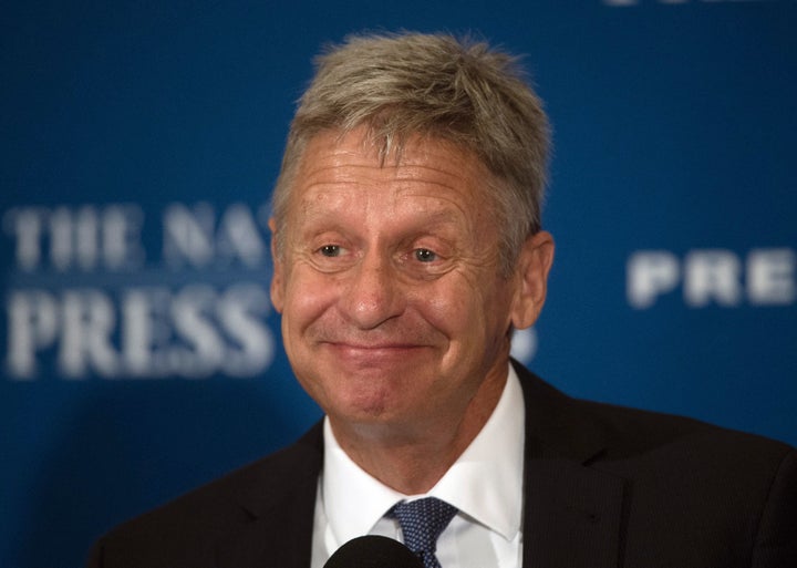 US Libertarian Party presidential candidate Gary Johnson speaks at a National Press Club Luncheon on July 7, 2016, in Washington, DC.