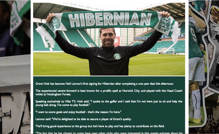 A screenshot from a recent Hibs email.