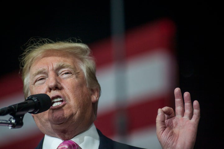 Republican presidential nominee Donald Trump speaks at a campaign event on October 1, 2016 at the Spooky Nook Sports Complex