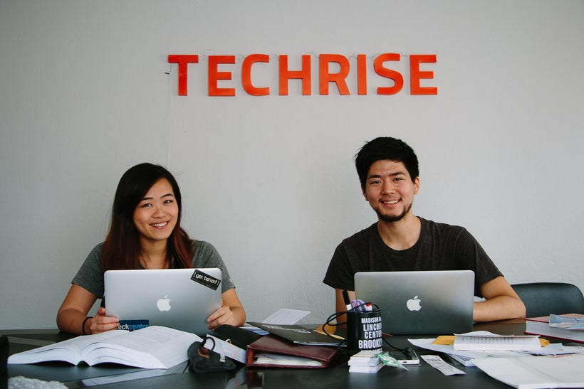 <strong>Robyn</strong> (left) and <strong>Takehiro</strong> (right) are co-founders of <a href="http://www.techrise.me/" targ