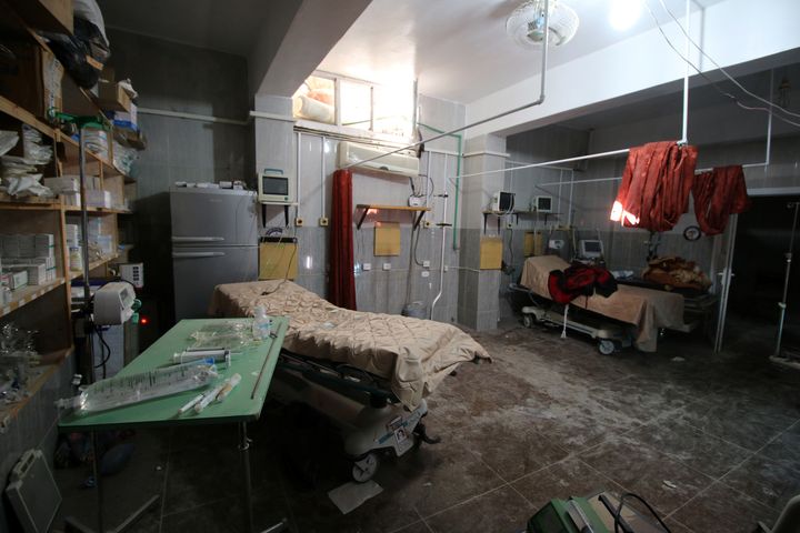 An empty room at a damaged field hospital is seen after airstrikes in a rebel held area in Aleppo, Syria October 1, 2016.