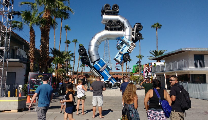 Festival-goers take in Big Rig Jig by Mike Ross.