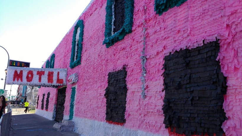 Justin Favela and his team transformed the Art Motel piñata-style.