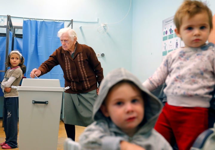 Hungarians vote in a referendum on the European Union's migrant quotas in the village of Roszke near the Serbian border, Hung