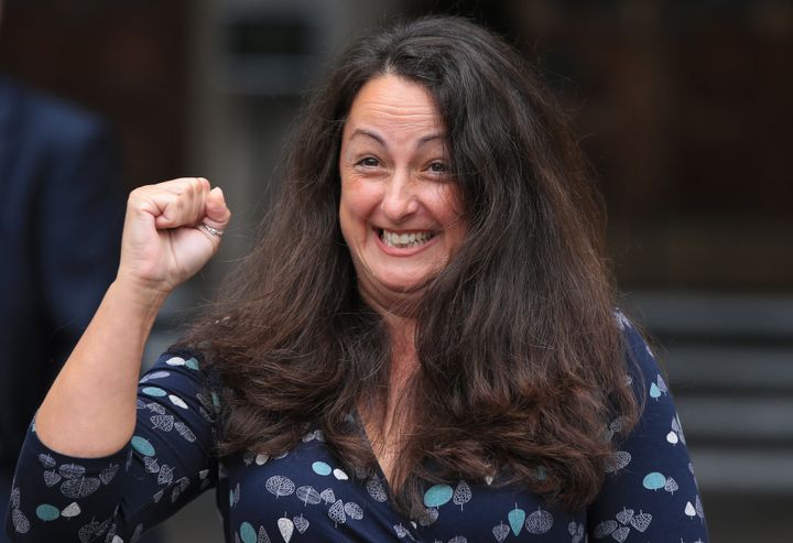 Samantha Jefferies leaving the High Court in London, after she won a High Court declaration that gives her a "last chance" to have her late husband's child.