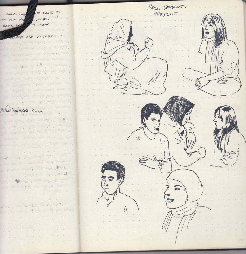 Sketches of students from the Iraqi Student Project, a nonprofit that prepares Iraqi students for undergraduate study in the