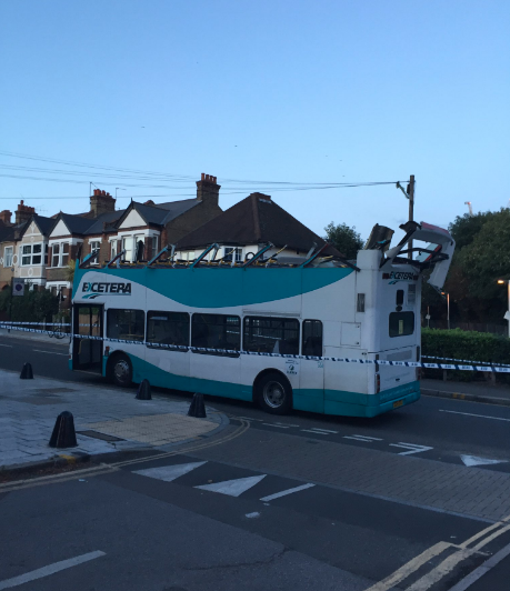 The rail replacement bus on St John's Road