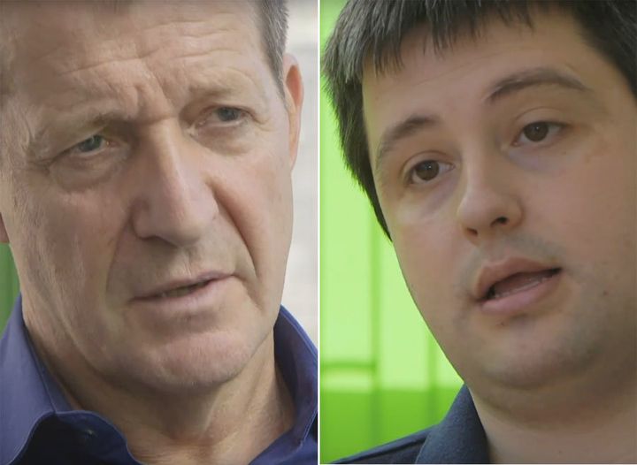 Alastair Campbell (left) talks to Mark about his life with schizophrenia