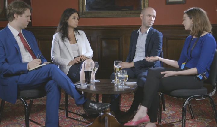 <strong>Hedi Allen (second left) with the HuffPost UK Politics team</strong>