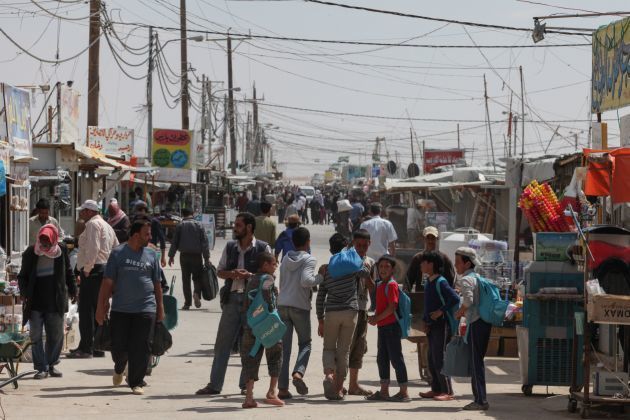 The main street of the Za'atari Refugee Camp