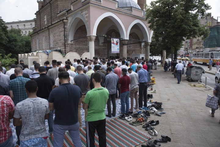 Muslims perform the Friday Prayer during the Muslim holy fasting month of Ramadan in Sofia, Bulgaria on June 24.