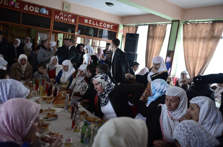 Bulgarian Muslims participate in a wedding reception in the village of Ribnovo, Blagoevgrad, Bulgaria on Jan. 5. Muslim women in Bulgaria don't traditionally wear niqabs or burqas.