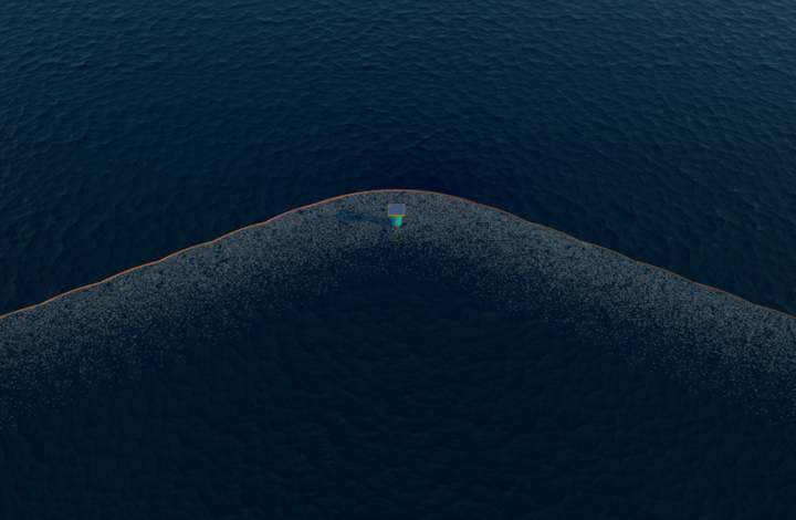 An artist impression of the Pacific cleanup technology.