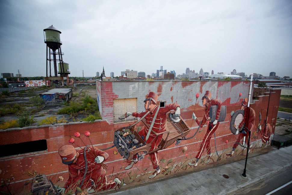 Artist Pat Perry's painting for Murals in the Market, an art festival that took place in September 2016 in Detroit'