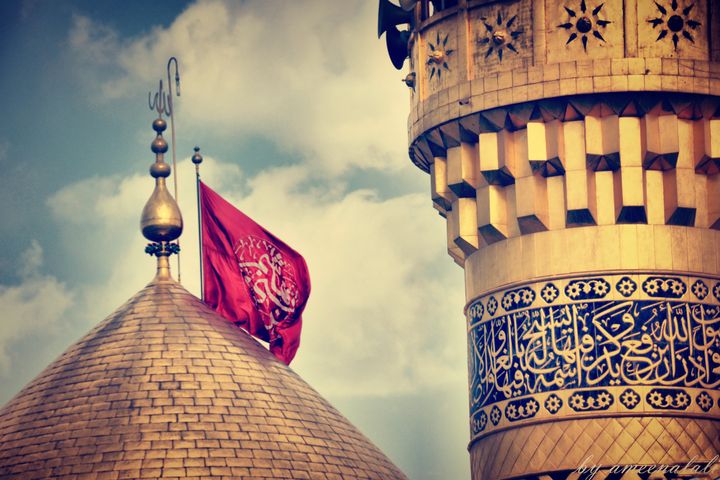 The golden dome on the shrine of Hussain in Karbala, Iraq.