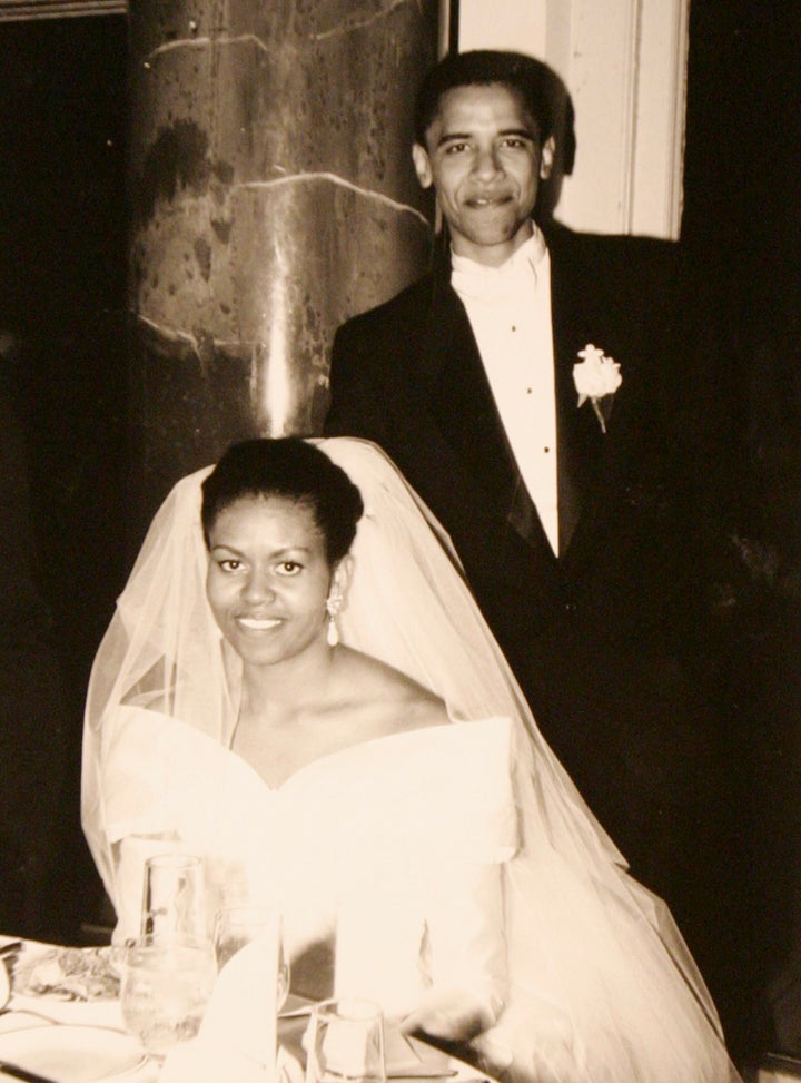 The Obamas on their wedding day in 1992.
